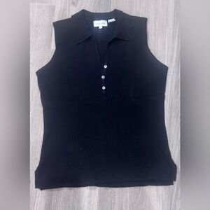 JEANNE PIERRE Black Sleeveless Knit Cotton Top